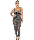 Sexy Rhinestone Jumpsuit Black