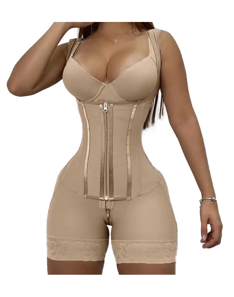 One-Piece Stretch Mesh Shapewear Apricot