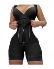 One-Piece Zipper Buokle Mesh Shapewear Black