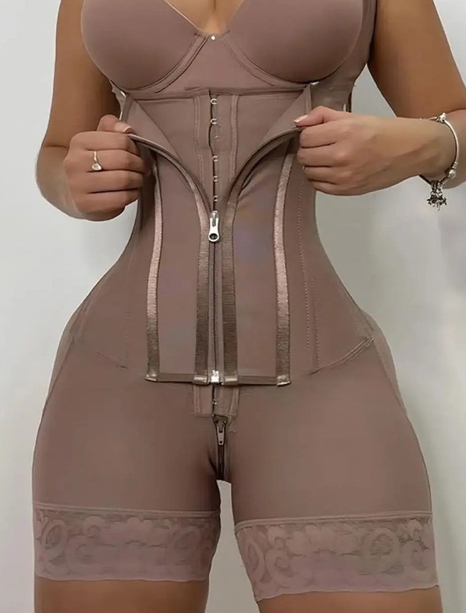 One-Piece Stretch Mesh Shapewear Coffee One-Piece Stretch Mesh Shapewear Coffee