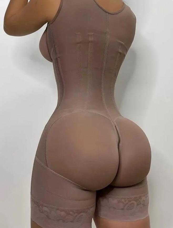 One-Piece Stretch Mesh Shapewear Coffee