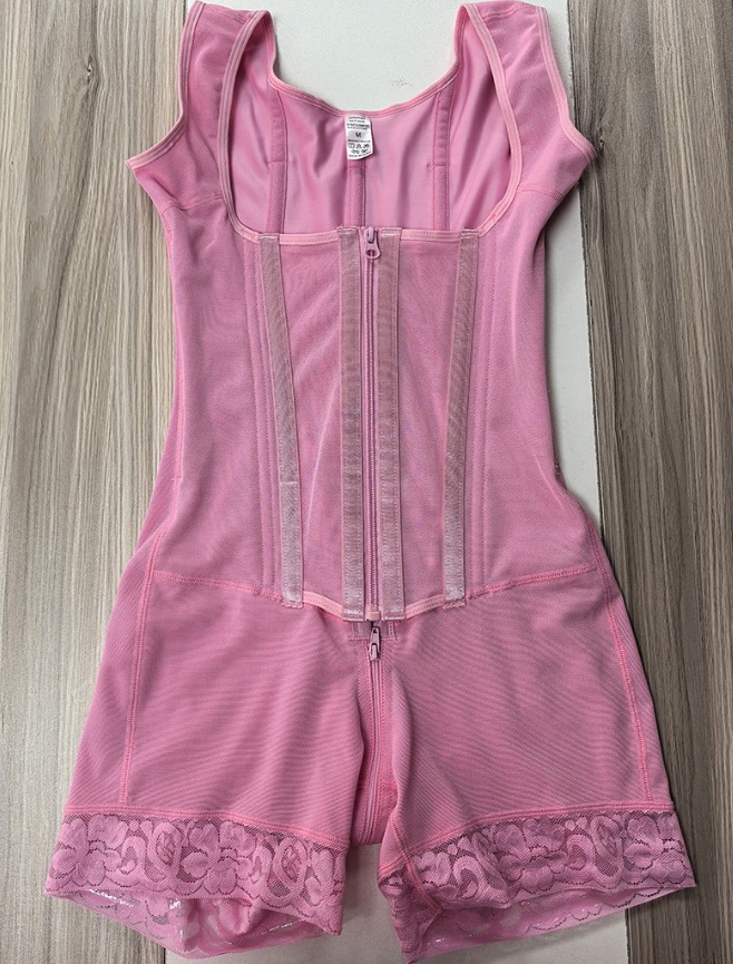 One-Piece Stretch Mesh Shapewear Pink