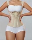 Zipper Buckles Latex Shapewear Apricot