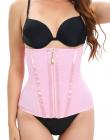 Zipper Buckles Mesh Corset Pink