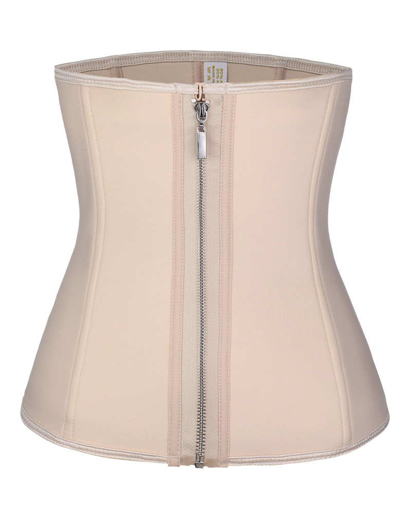 Latex Steel Boned Zipper Corset Nude