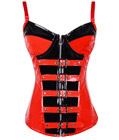 Black Red Zipper PVC Corset