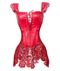 Gothic Leather Corset with Lace Skirt Red