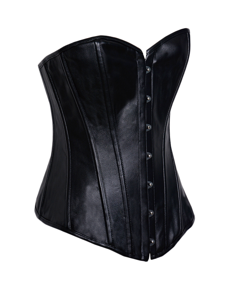 Leather Strapless Corset Black