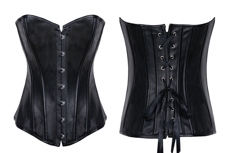 Leather Strapless Corset Black