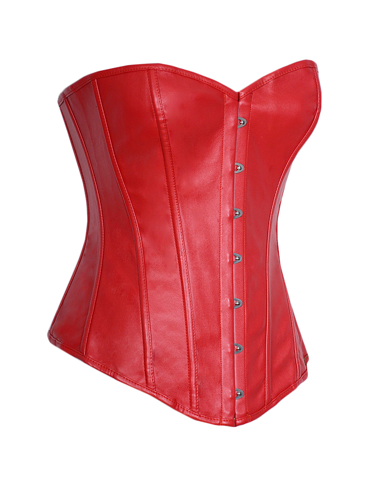 Leather Strapless Corset Red