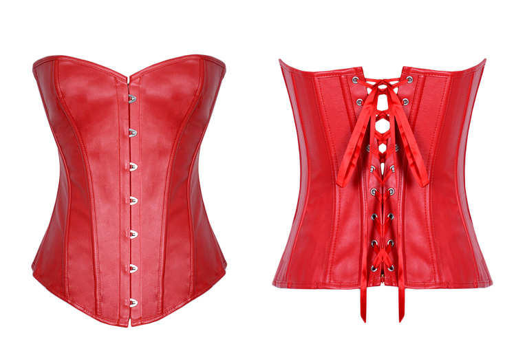 Leather Strapless Corset Red