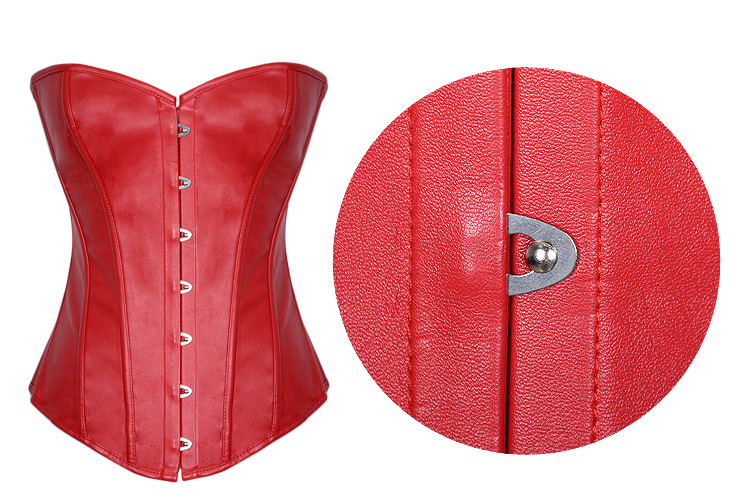 Leather Strapless Corset Red