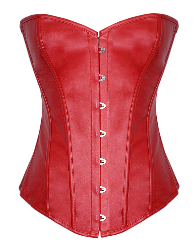 Leather Strapless Corset Red
