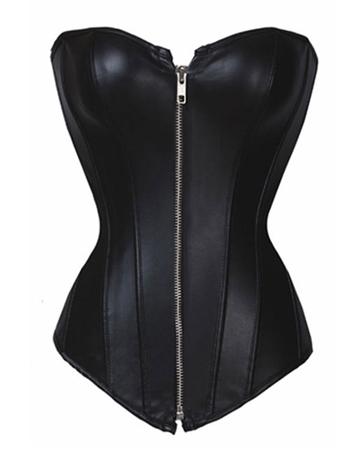 Leather Zipper Front Corset 