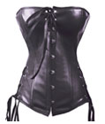 Lace Up Side Leather Corset Black