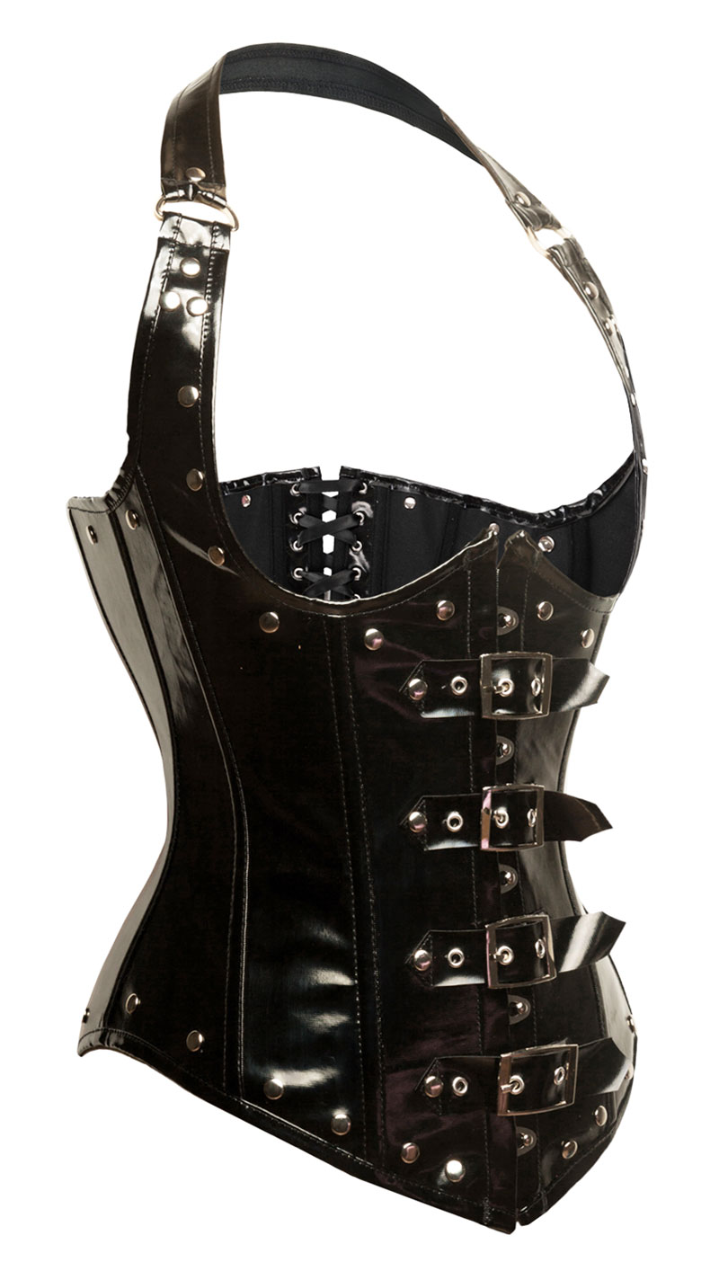 Wet Look Underbust Metal Boned Corset