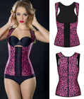 Latex Rubbber Steel Boned Body Shaper Red Leopard