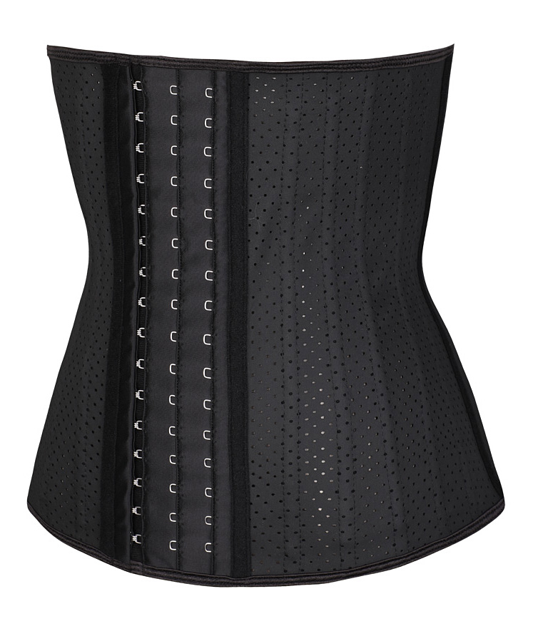 25 Spiral Steel Boned Breathable Latex Waist Trainer Black