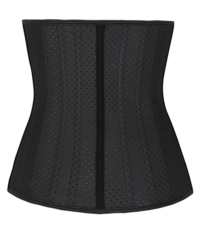 25 Spiral Steel Boned Breathable Latex Waist Trainer Black