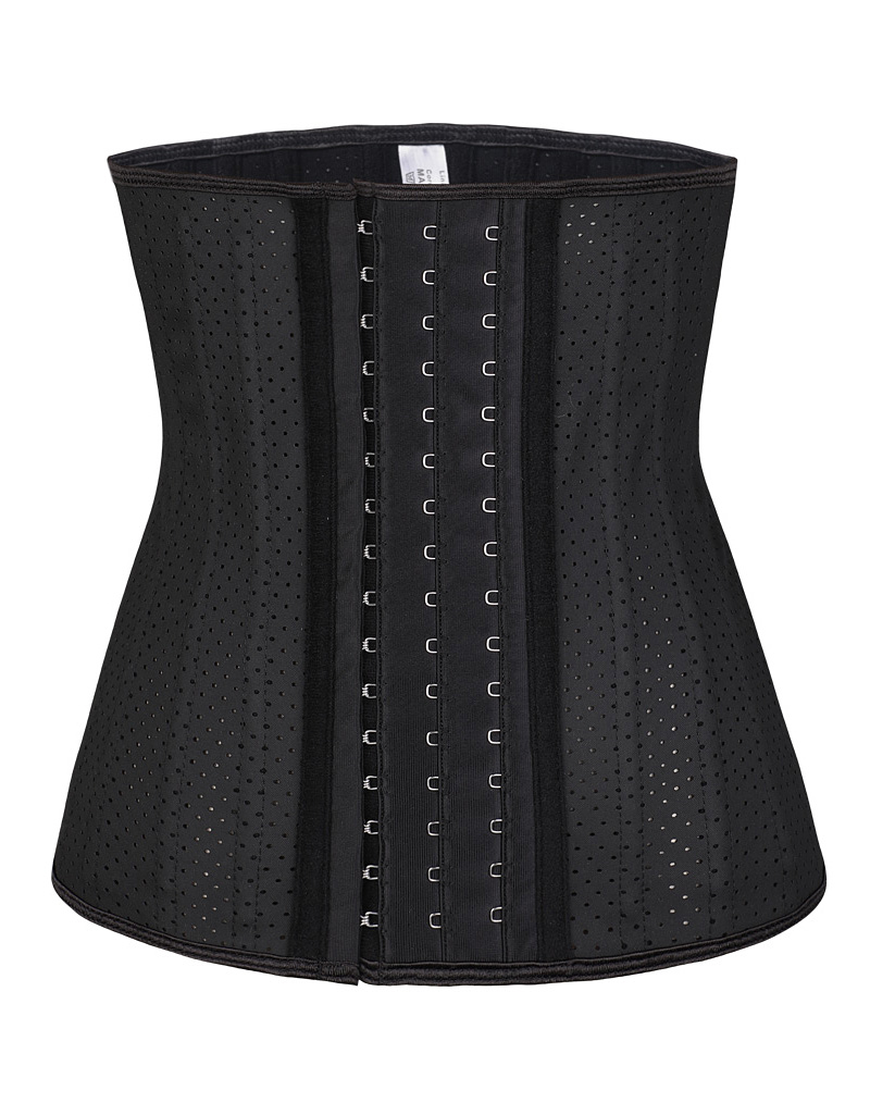 25 Spiral Steel Boned Breathable Latex Waist Trainer Black