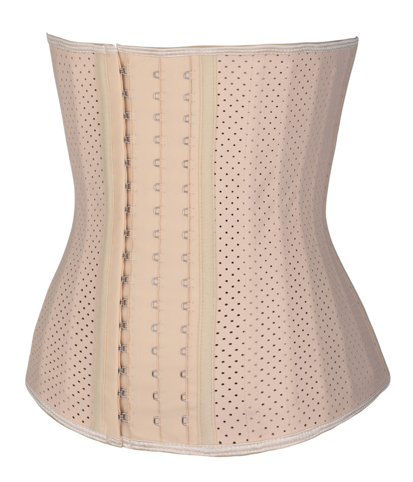 25 Spiral Steel Boned Breathable Latex Waist Trainer Nude