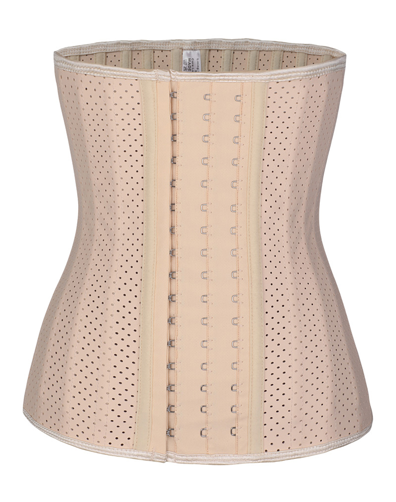 25 Spiral Steel Boned Breathable Latex Waist Trainer Nude