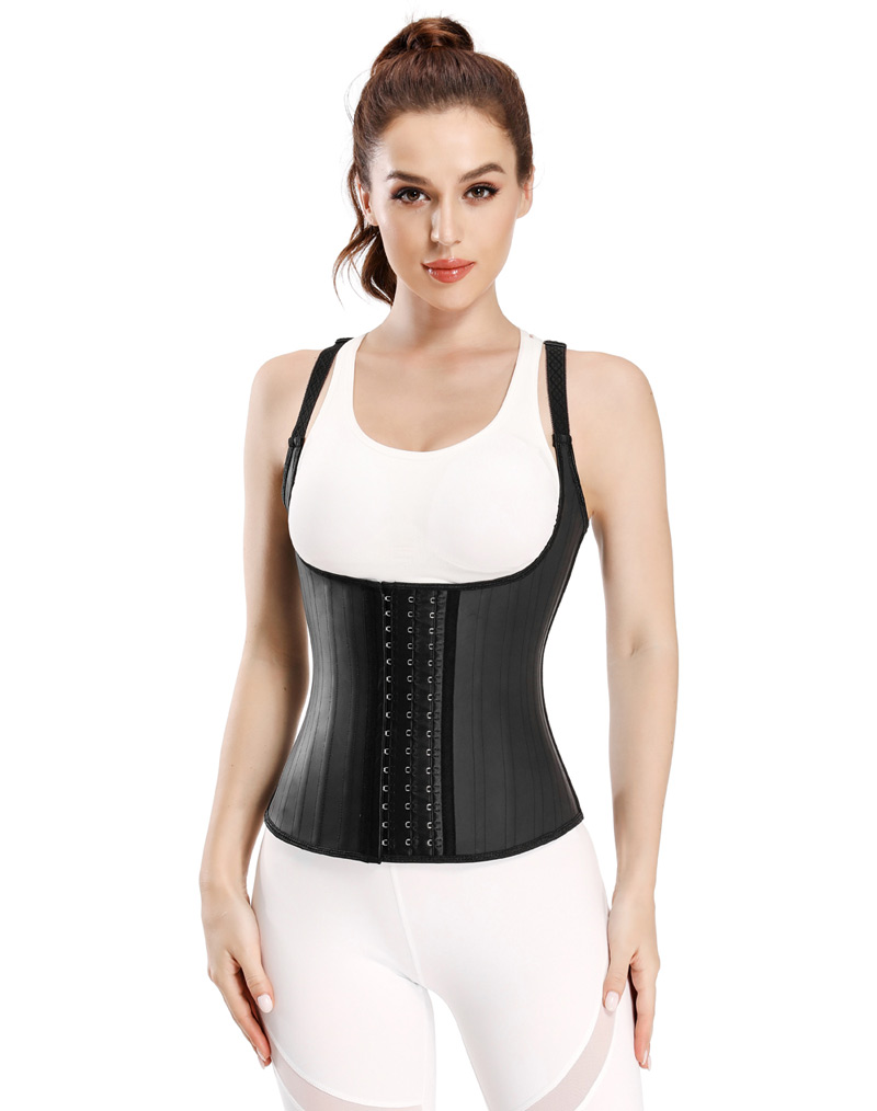 25 Steel Bones Latex Sport Waist Cincher Black