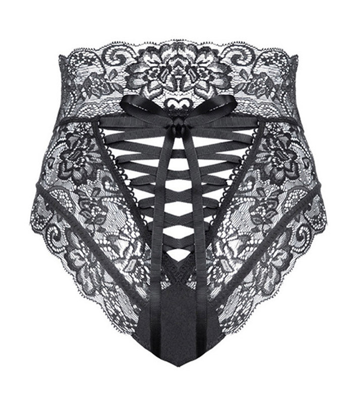 Lace High Waist Panty Black