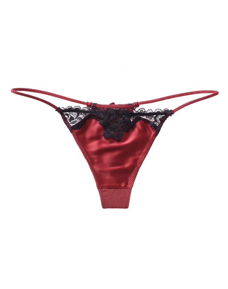 Lace Trimmed G-String Wine Red