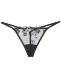 Embroidered Mesh G-string Black