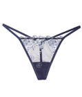 Embroidered Mesh G-string Blue