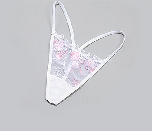 Embroidered Mesh G-string White