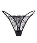 Adjustable Eyelash Lace G-string Black