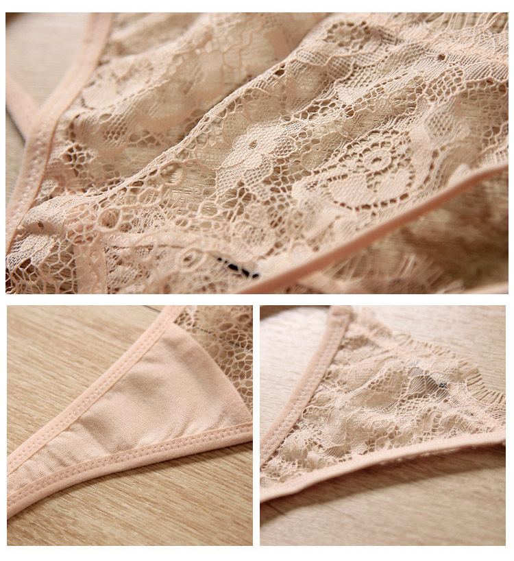 Adjustable Eyelash Lace G-string Nude