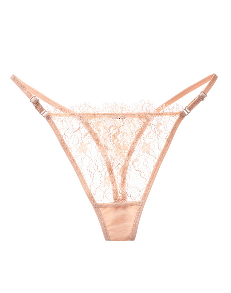 Adjustable Eyelash Lace G-string Nude