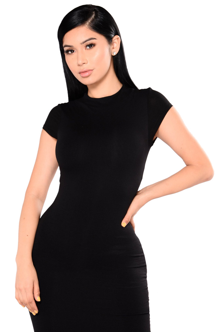 Solid Black Bodycon Dress