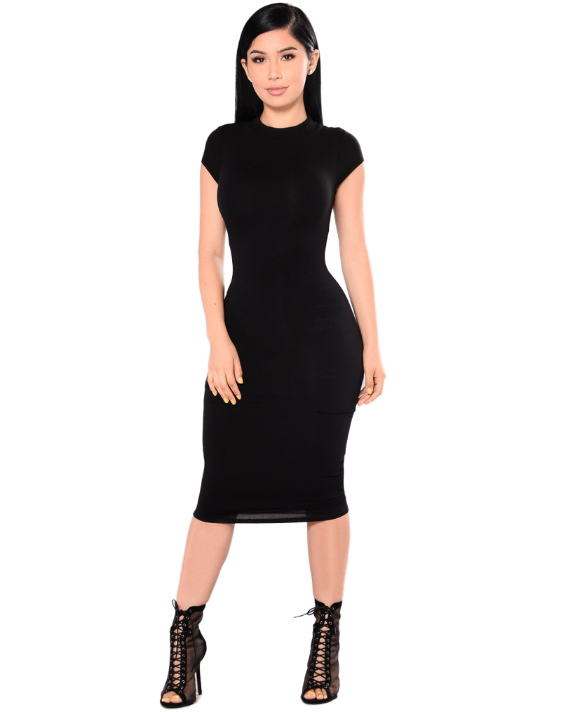 Solid Black Bodycon Dress