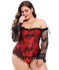 Lace Trim Sexy Corset Red