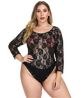 Plus Size Sexy Lace Teddy Black