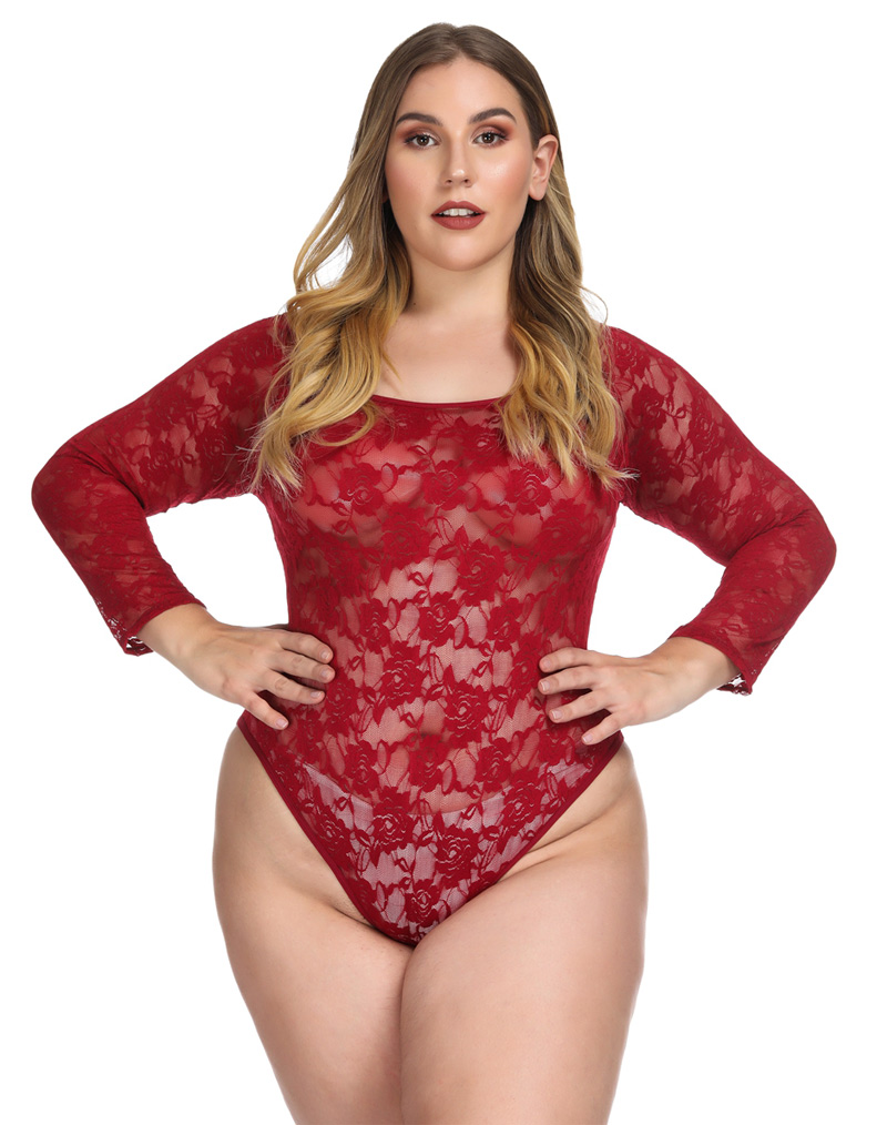 Plus Size Sexy Lace Teddy Red