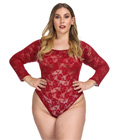 Plus Size Sexy Lace Teddy Red