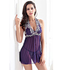 Halter Mesh Lace Sleepwear Purple