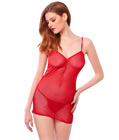 Strappy Back Mesh Babydoll Red