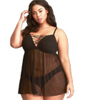 Plus Size Mesh Babydoll Black