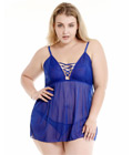 Plus Size Mesh Babydoll Blue