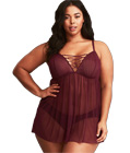 Plus Size Mesh Babydoll Red