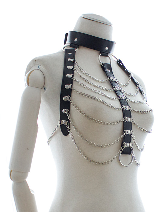 PU Leather Harness Chain Bra Top