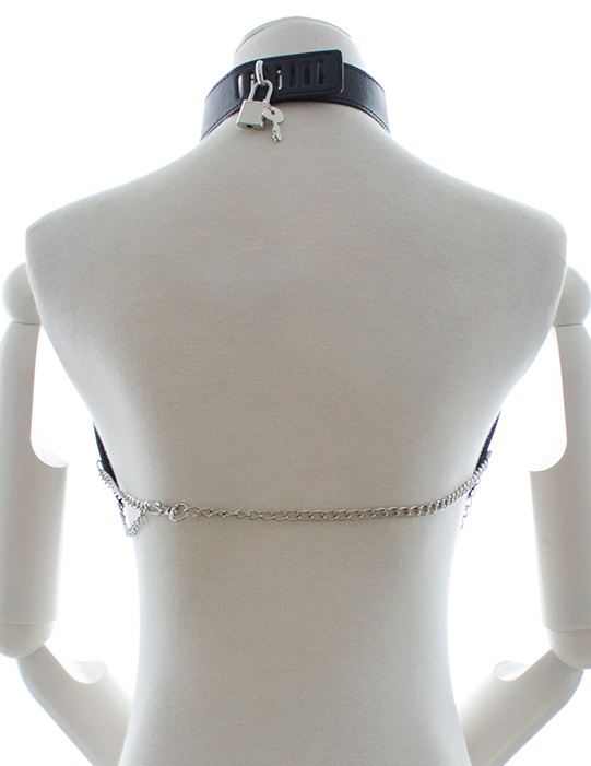 PU Leather Harness Chain Bra Top