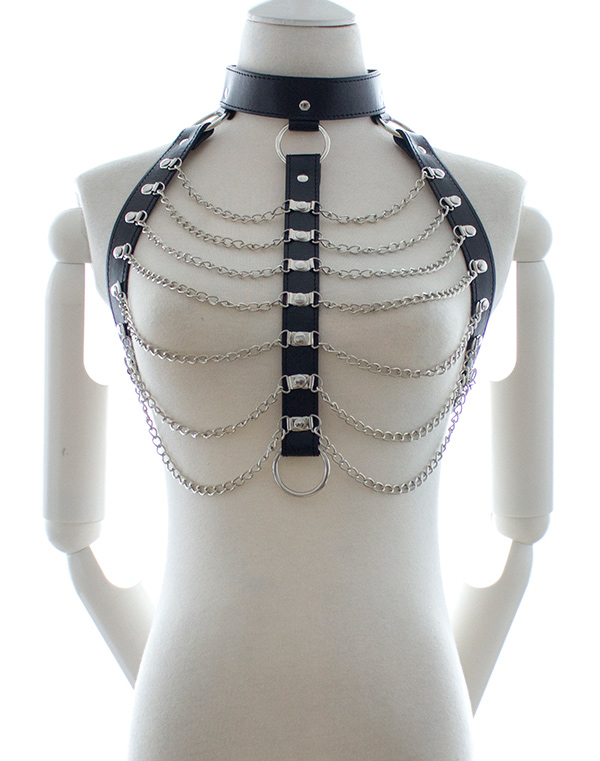 PU Leather Harness Chain Bra Top