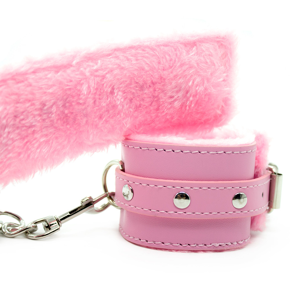 Fuzzy Wrist Cuffs Pink